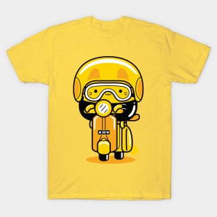 yellow cat motorcycle rider profession T-Shirt